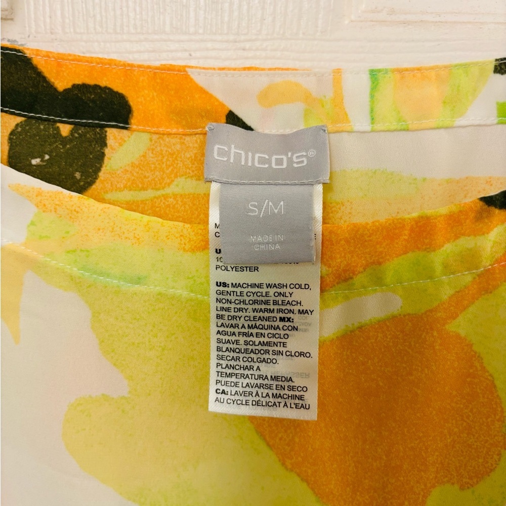 Chico's Lightweight Floral Spring Parade Poncho Top Kimono - Picture 4 of 9